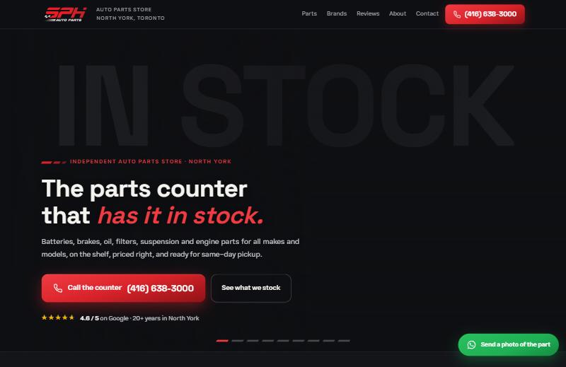 وب‌سایتِ SPH Auto Parts طراحی‌شده توسطِ Canvers Media